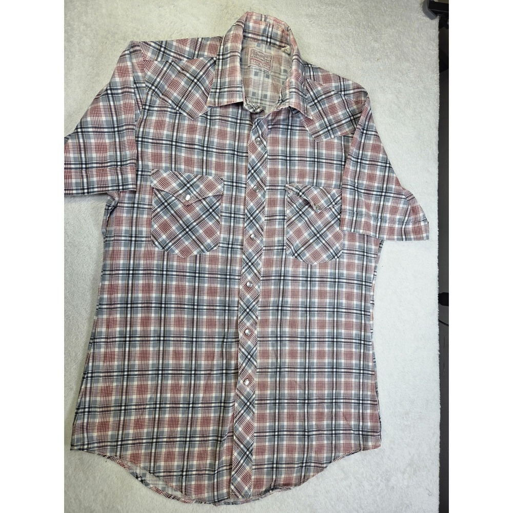 Vintage Bar C Ranchwear Pearl Snap Plaid Western Shirt USA Made Cowboy Core 15.5